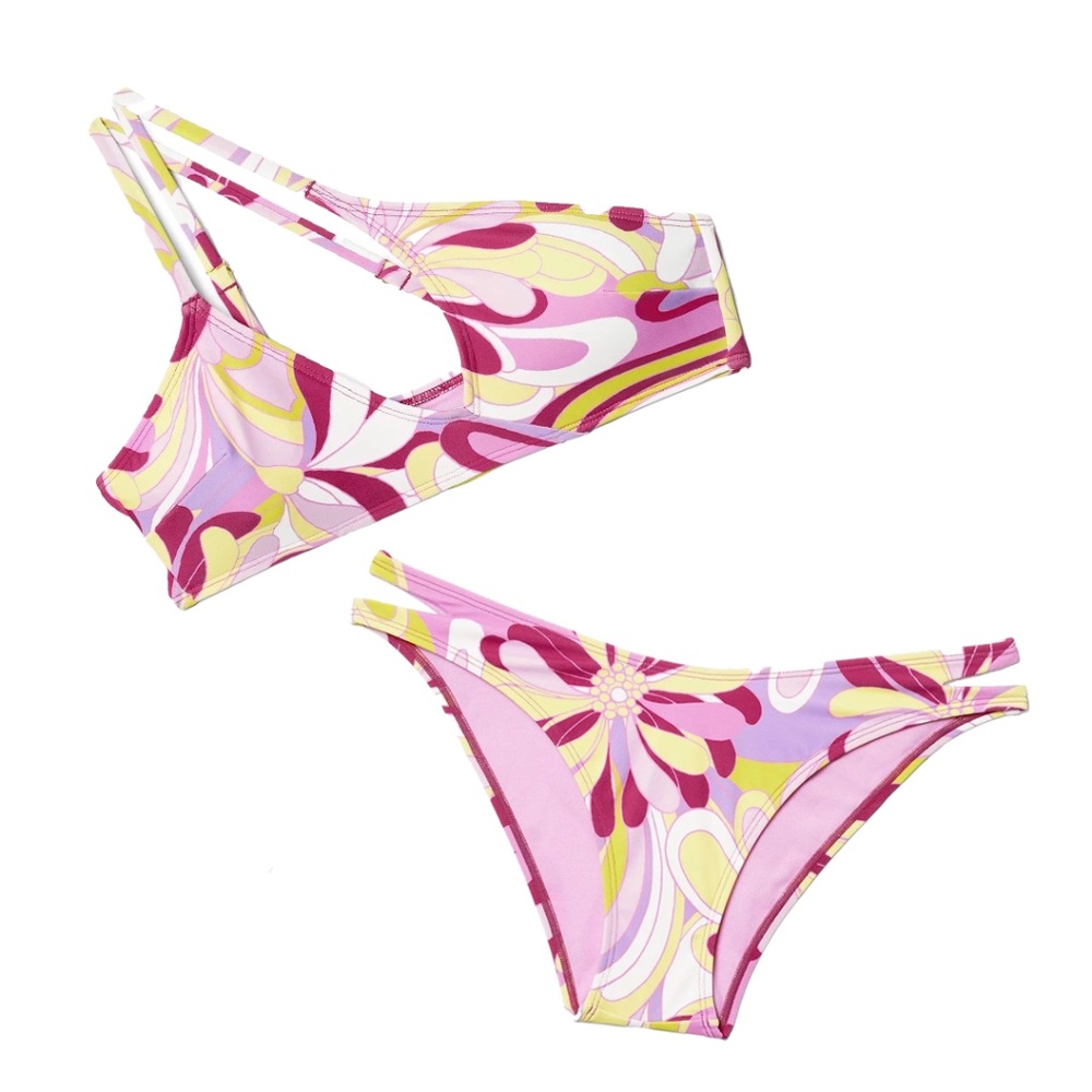 ADORE ME one shoulder cheeky pink bikini set medium